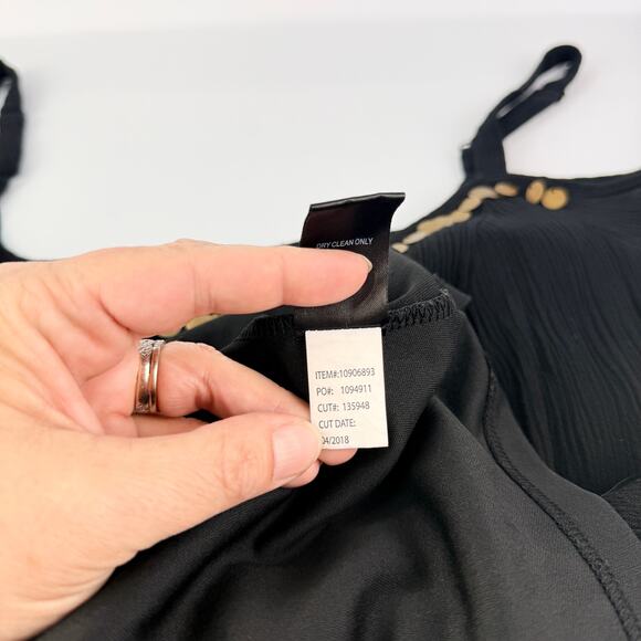 EUC TORRID 4XL Mini Gauze Black Cold Shoulder Trapeze Gold Accent Mini Dress - Picture 12 of 15